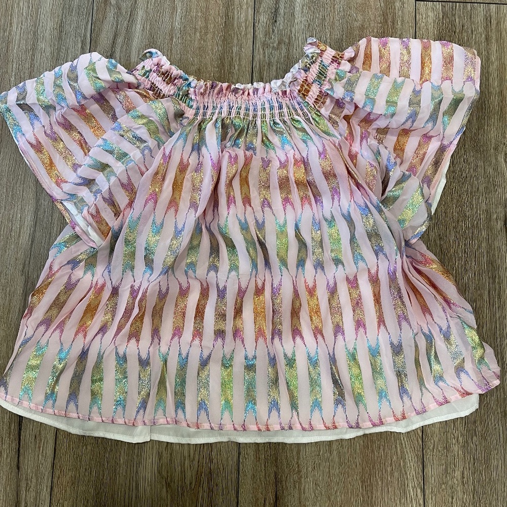 Delfi Collective - Off-The-Shoulder Multi-color Silk Blouse - Size M - NWT